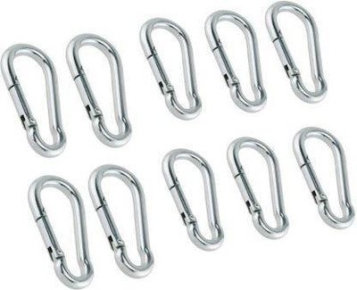POWER SPRING GYM AND FITNESS PRO Stainless Steel Spring Snap Hook locking Carabiner (10 pcs) Locking Carabiner(Silver)