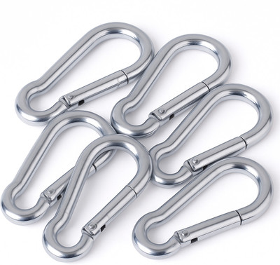 JSK Heavy Duty Stainless Steel Carabiner Spring Snap Clip Link Hooks Locking Carabiner(Silver)