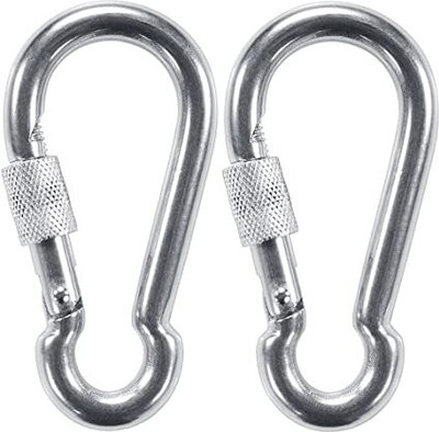 Fitcozi Stainless Steel Screw Lock Carabiner Hooks Locking Carabiner(Silver)