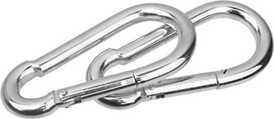 Fitness Guru Heavy Duty 8mm thick Stainless Steel carabiner snap hook for climbing,hiking,gym Locking Carabiner(Silver)