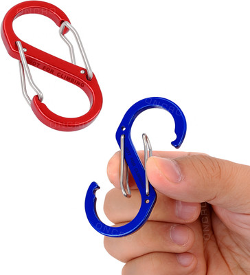ONCRO Carabiner Clip Hooks S Shape Dual Quick Release Lock Spring Snap Buckle Keyring Locking Carabiner(Red, Blue)