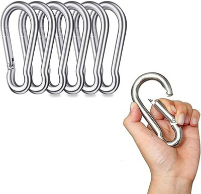 IGNITE WEIGHTS 3 Inch Stainless Steel Spring Snap Hook Carabiner/Hook Swing Connector Set of 6 Locking Carabiner(Silver)