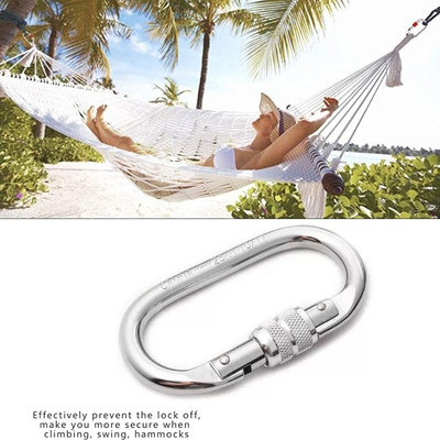 Fitcozi Heavy Duty Climbing Carabiner Hanging Buckles with Screw Locking Carabiner(Silver)