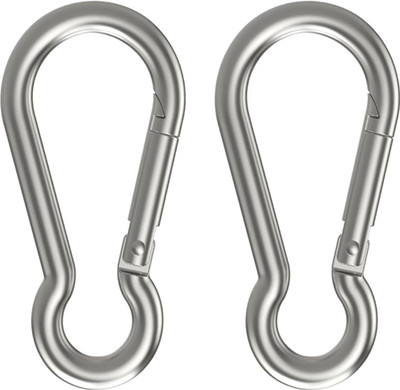 LIVOX Heavy Duty Safety Lock Cable Attachment, Stainless Steel Spring Snap Hook Locking Carabiner(Silver)