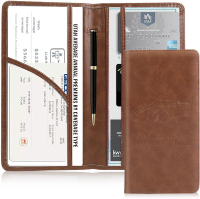Venzina PU Leather Document Card Holder(Set Of 1, Brown)