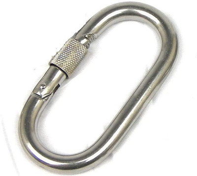 KeyBiner O Shaped Steel Climbing Carabiner Screw Lock Spring Gate Protection 12mm Locking Carabiner(Silver)