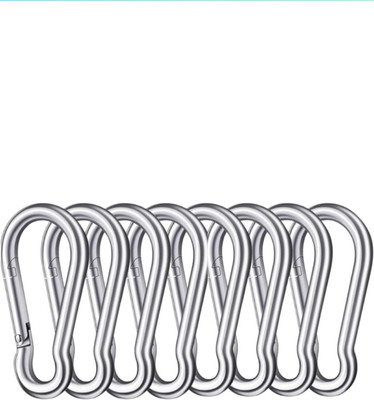 ABSSports 8pcs Heavy Duty 8MM Thick S.S Snap Hook for Hiking/Camping/GYM Locking Carabiner Locking Carabiner(Silver)