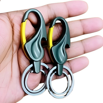 Dyme Durable Steel Carabiner Keychain, KeyRing with Bottle Opener two round hooks Locking Carabiner(Grey)