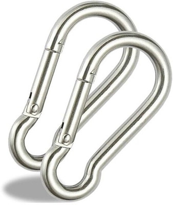 MCS CARABINER HOOK PACK OF 2 PCS Locking Carabiner(Silver)