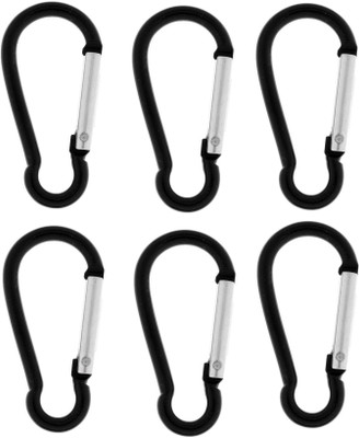 APNA KANHA Carabiner Spring Clip Hook Keychain for Outdoor Hiking Travelling ( Pack of 6 ) Locking Carabiner(Black)