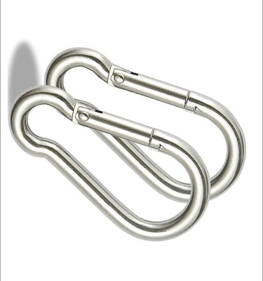 SAIFPRO Safety Lock Snap Hook for Outdoor Sports (Stainless Steel M8- 8pcs) Locking Carabiner(Silver)