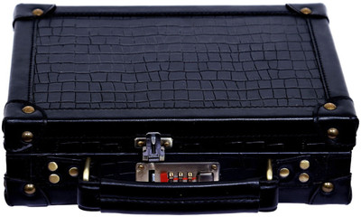 Bespoke Pelle Pistol & Revolver Leatheritte Handgun Safety Box Case with Combination Lock Locking Carabiner(Black)