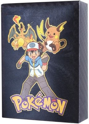 MOONZA 55pcs Pokemon Black Foil Vmax V GX EX DX Collection Rare Card Deck Box For Kids(Black)