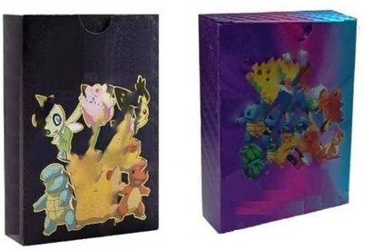 Gift Collection 2 Deck Of Waterproof 55pcs Each Pokemon Card Box V Series Vmax GX Playing(Rainbow, Black)