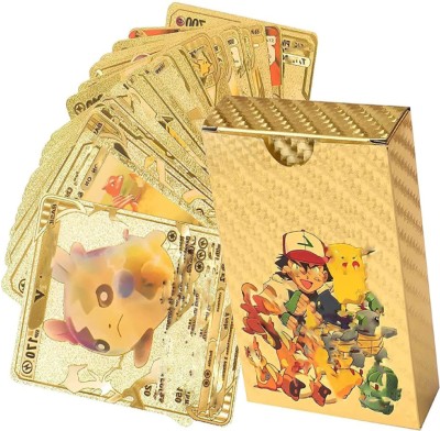 pari pari Waterproof 55pcs Pokemon Gold Card Box M-76 V Series Vmax Gx(Golden)