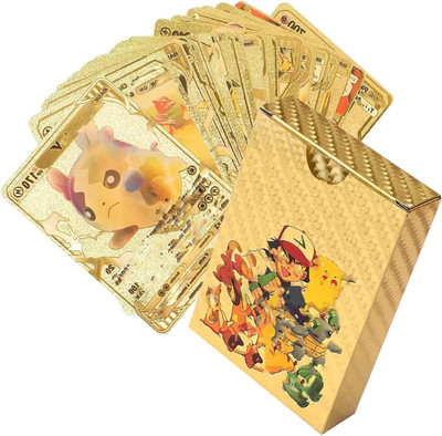 saburi Waterproof 55pcs Pokemon Gold Card Box M-29 V Series Vmax Gx(Golden)
