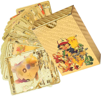 pari pari Waterproof 55pcs Pokemon Gold Card Box M-54 V Series Vmax Gx(Golden)