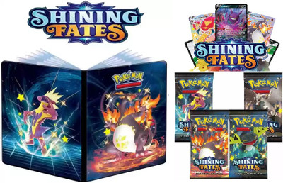 CrazyBuy Pokemon Big Album 208 Pockets With 4 PCS Shining Fates Booster Cards Pack(Multicolor)