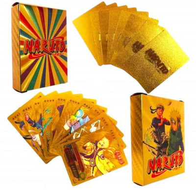 SHUANG YOU NARUTO 55 Card GOLDEN Colour, Shinening And Waterproof, Card Game For Kids(GOLDEN)