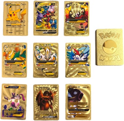PlayKith Pokemon Cards Pocket Monsters Trading Cards Game Booster Pack of 55 Cards(Gold)