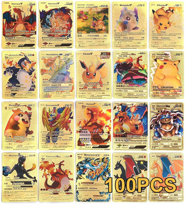 CrazyBuy 100 PCS Gold Foil Rare Cards TCG Deck Box Including Assorted Rare Foil Cards_new(Gold)