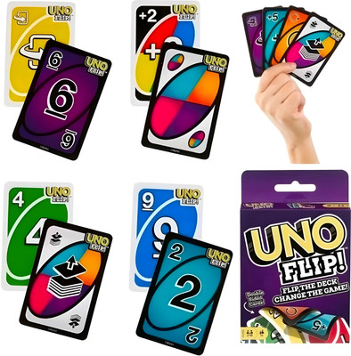 Zenex store UNO Mattel Flip Playing Card Game Set of 108 Cards UNO Flip Side(Multicolor)