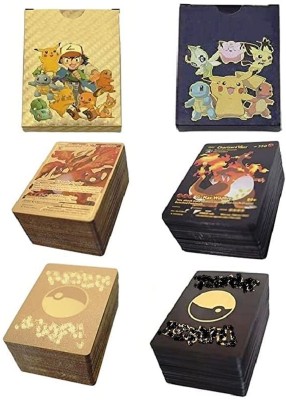 WOYR 2 Set 55pc each Pokemon TCG Black and Golden V Series Vmax Gx Playing Card(Black, Golden)