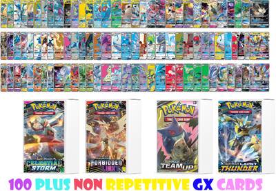 AncientKart Pokemon 4 Sun & Moon Multi Series GX cards Non repetitive set of 100