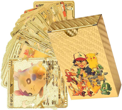 pari pari Waterproof 55pcs Pokemon Gold Card Box M-71 V Series Vmax Gx(Golden)