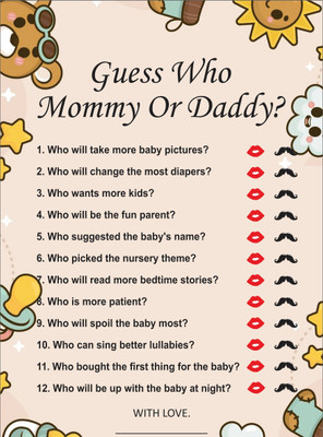 chavanni babyshower guess who playing card(Multicolor)