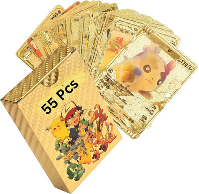 pari pari Waterproof 55pcs Pokemon Gold Card Box M-15 V Series Vmax Gx(Golden)