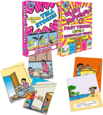 Brainy Bug Resources Irregular Past Tense (30 cards) and 3 Part Story Sequences (30 cards)(Multicolor)