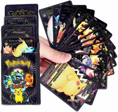 CrazyBuy Waterproof 55pcs Pokemon TCG Black Foil Card Box V Series max Gx Ex Cards(Black)