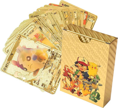 saburi Waterproof 55pcs Pokemon Gold Card Box M-45 V Series Vmax Gx(Golden)