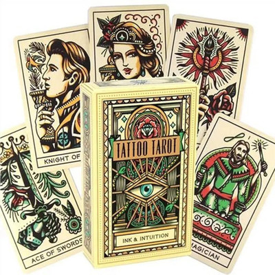 Naitrafall Tattoo Tarot Cards Tattoo Tarot Ink & Intuition Cards Beautifully ilustrated Set(Multicolor)
