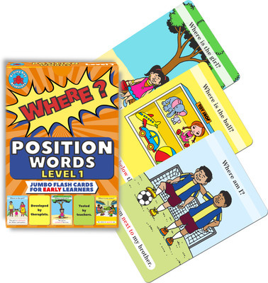 Brainy Bug Resources 30 jumbo flashcards, learn position words, prepositions(Multicolor)