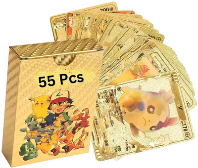 saburi Waterproof 55pcs Pokemon Gold Card Box M-96 V Series Vmax Gx(Golden)