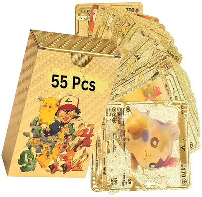 saburi Waterproof 55pcs Pokemon Gold Card Box M-84 V Series Vmax Gx(Golden)