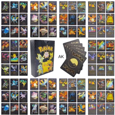 Toyvala Pokemon Foil Card V Series Waterproof Playing Cards Vmax GX Rare TCG Deck Box(Black)