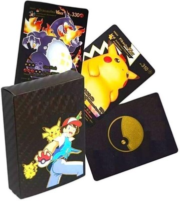 RAGVEE Pokemon Waterproof 55pcs TCG Black Foil Card Box V Series Vmax Gx Ex Cards(Black)