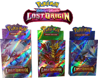 CrazyBuy Pokemon Sword & Shield Lost Origin V, VMAX, GX, & Basic Cards pack of 3(Multicolor)
