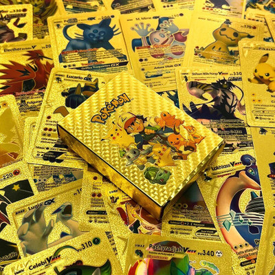 FITUP ™Waterproof 55pcs Pokemon TCG Golden Card Box V Series Vmax Gx Ex New Addition(Golden)