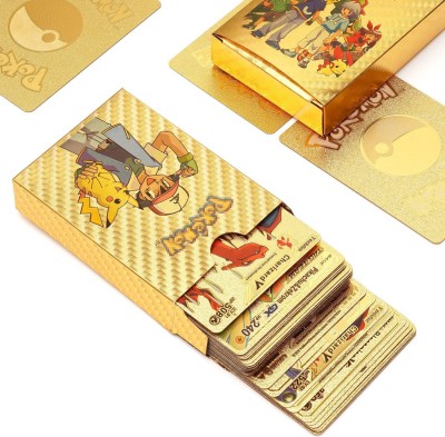 MOONZA Waterproof 55pcs Pokemon Gold Card Box V Series Vmax Gx Playing(Multicolor)