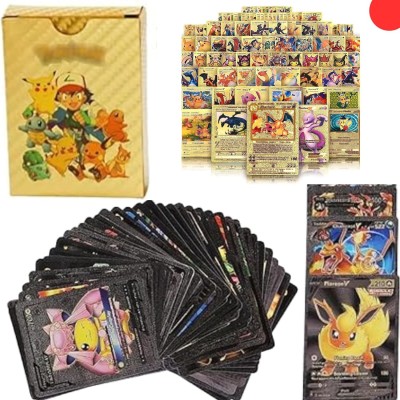 JGG Jain Gift Gallery pokemon 110 PC Playing Card/GOLD-55/BLACK-55/ Foil Card Assorted Cards Deck Box(Multicolor)