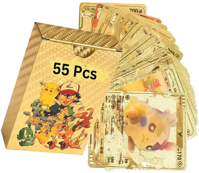 saburi Waterproof 55pcs Pokemon Gold Card Box M-81 V Series Vmax Gx(Golden)