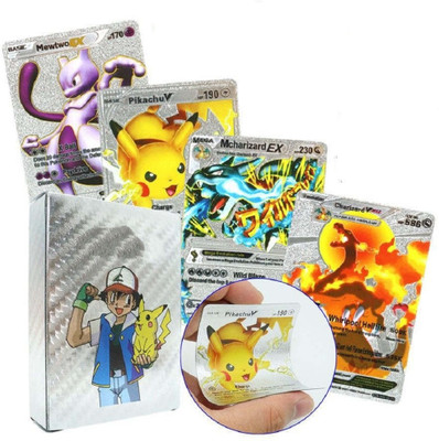 Ignite Waterproof 55pcs Pokemon Silver Card Box V Series Vmax Gx Playing Cards(Multicolor)