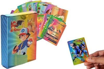 BIGWHEEL Pokemon Cards 55 Pcs Waterproof Foil TCG Deck Box V Series Vmax Gx Playing Cards(Multicolor)