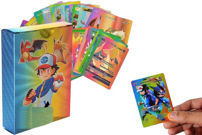 PEZYOX Waterproof 55pcs Pokemon TCG Gold Card Box V Series Vmax Gx Playing Card(Rainbow)