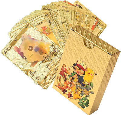 saburi Waterproof 55pcs Pokemon Gold Card Box M-30 V Series Vmax Gx(Golden)