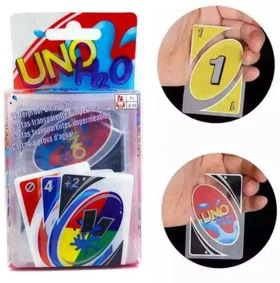 AL ATASH UNO H2O Waterproof Clear Card Game - Durable, Spillproof Fun for Family & Kids(Multicolor)